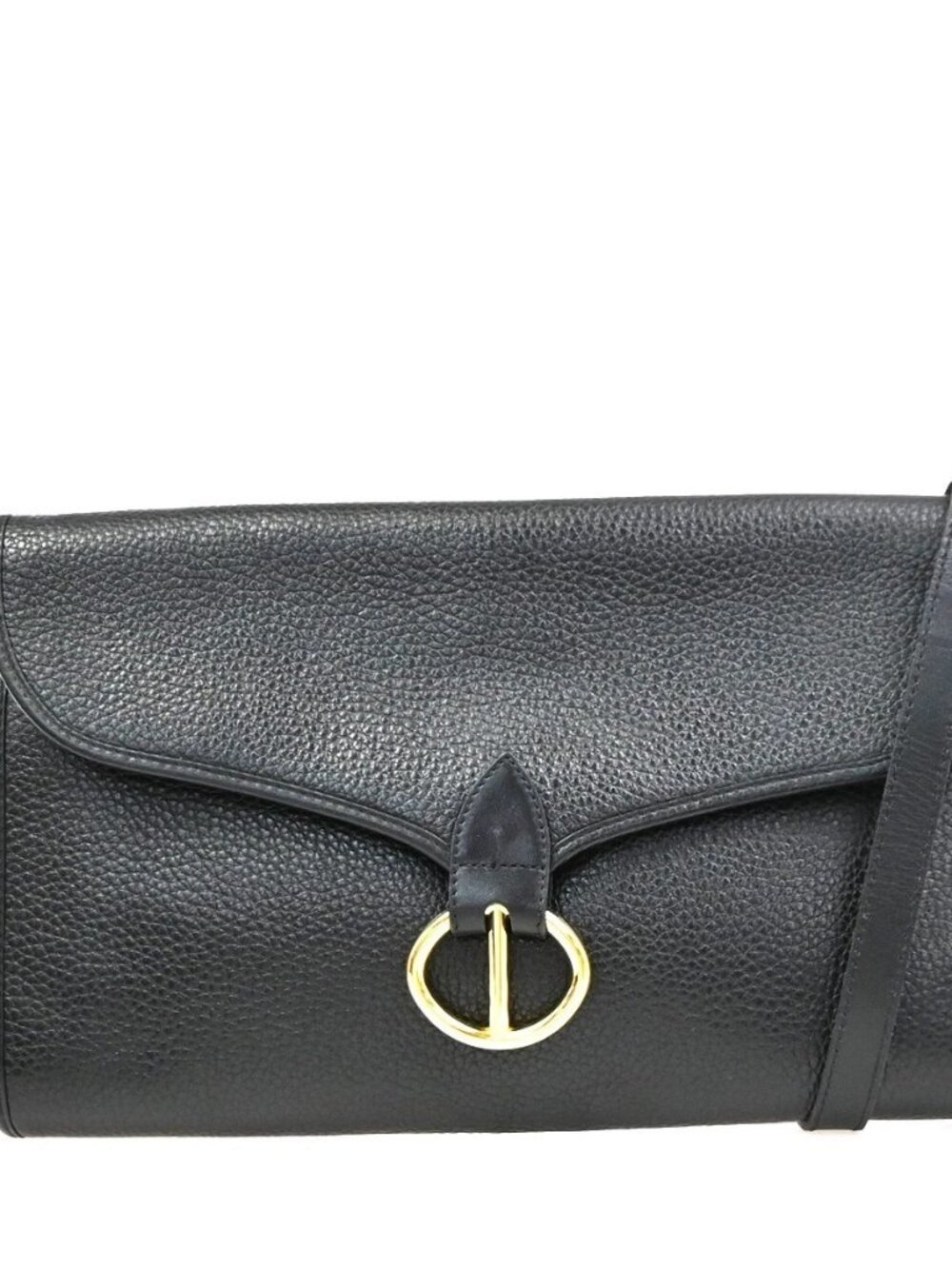 CHRISTIAN DIOR Logo Shoulder Bag Leather Black GHW France 31KD597